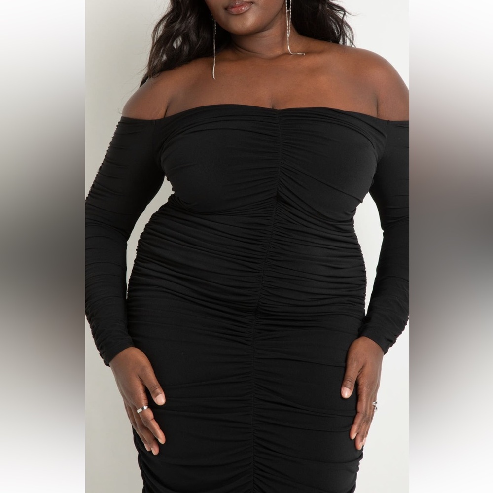 Eloquii Black Long Sleeve Off-Shoulder Dress